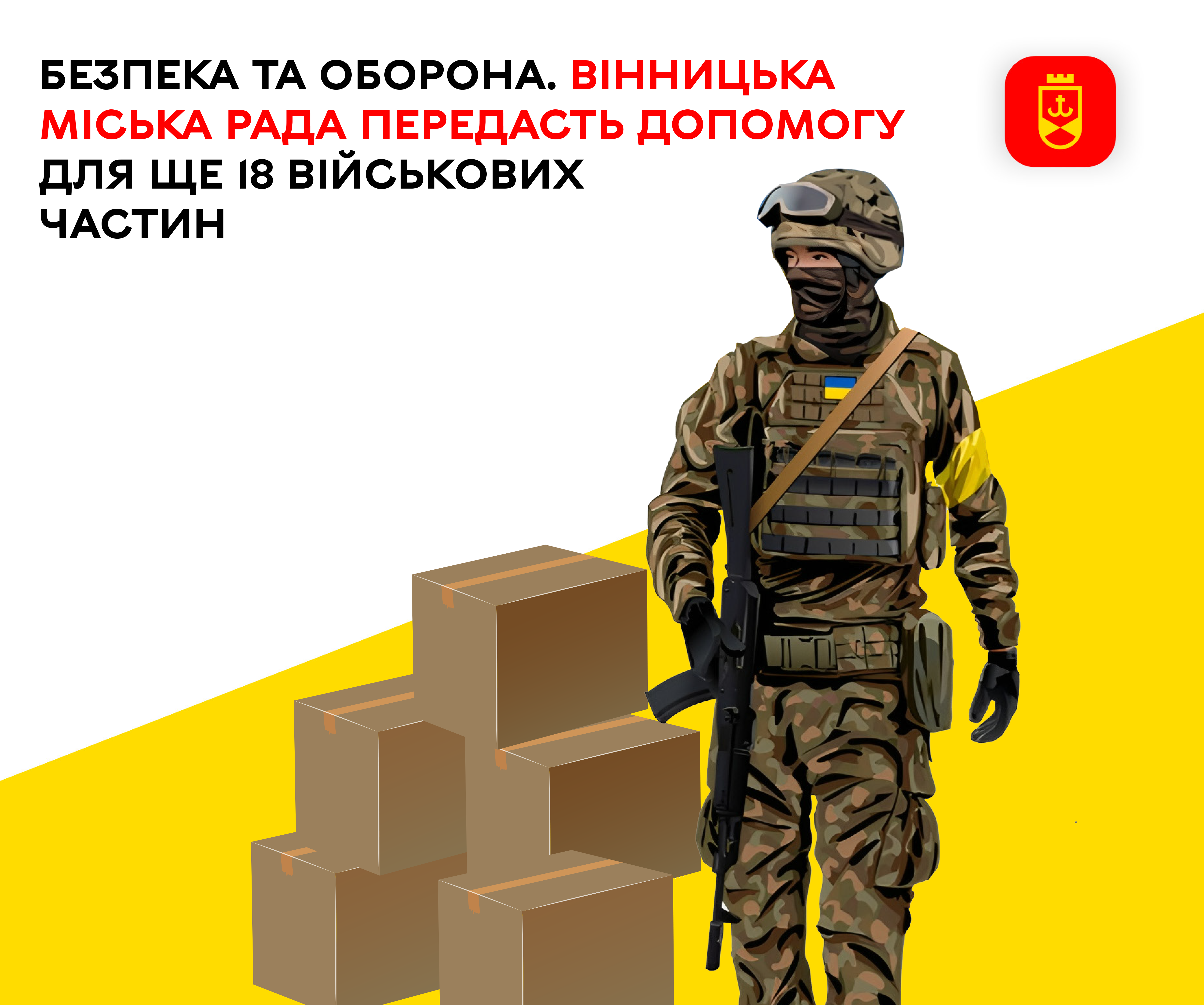 Безпека та оборона. Вінницька міська рада передасть допомогу для ще 18 військових частин 